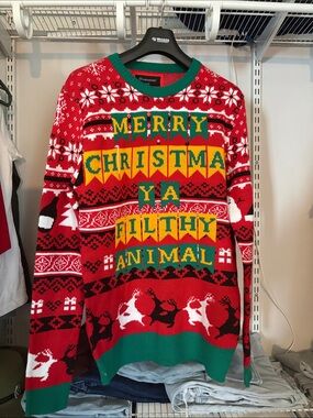 Bluenotes Red "Merry Christmas Ya Filthy Animal" Men's Holiday Sweater